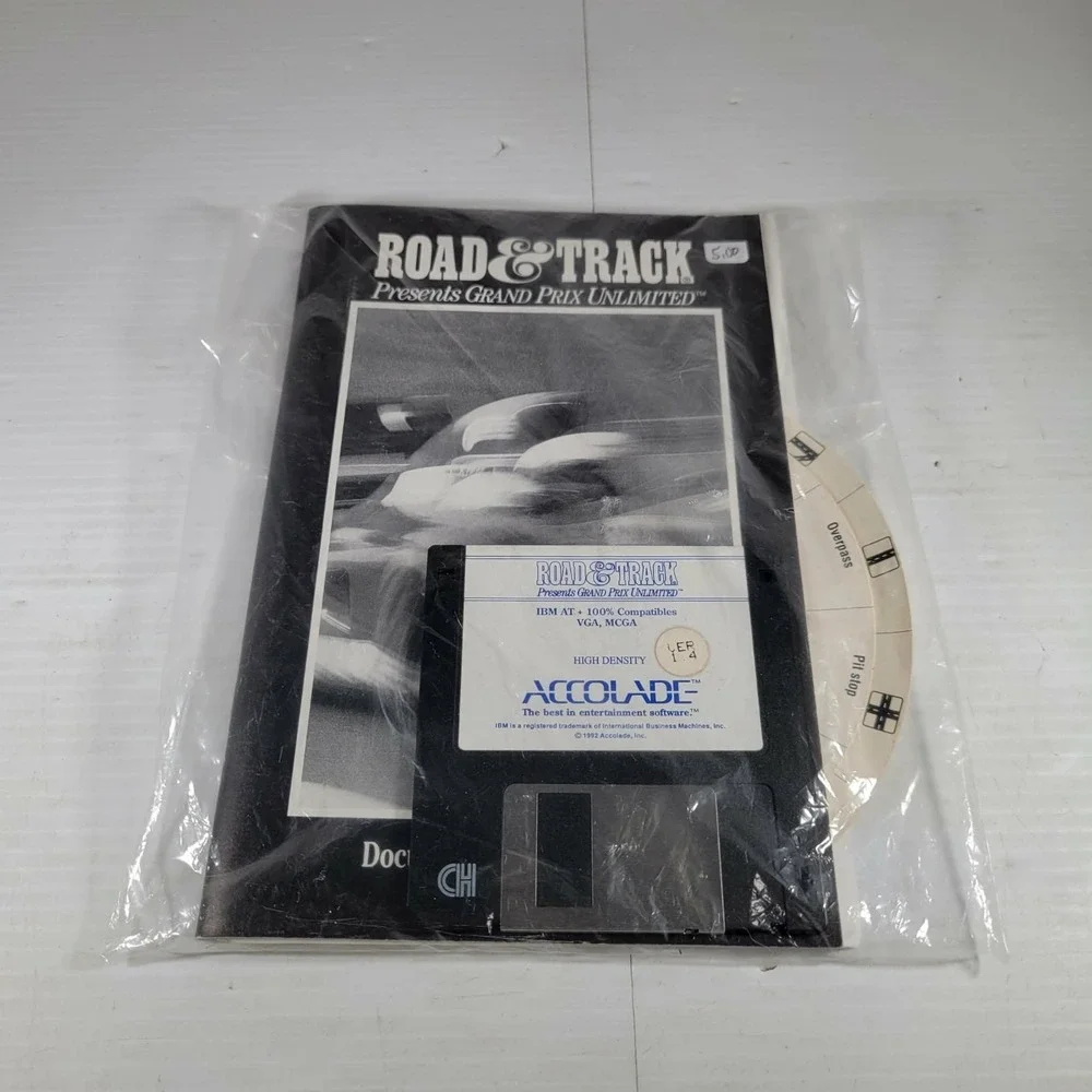 Road & Track Presents Grand Prix Unlimited PC Floppy Disk Manual Wheel